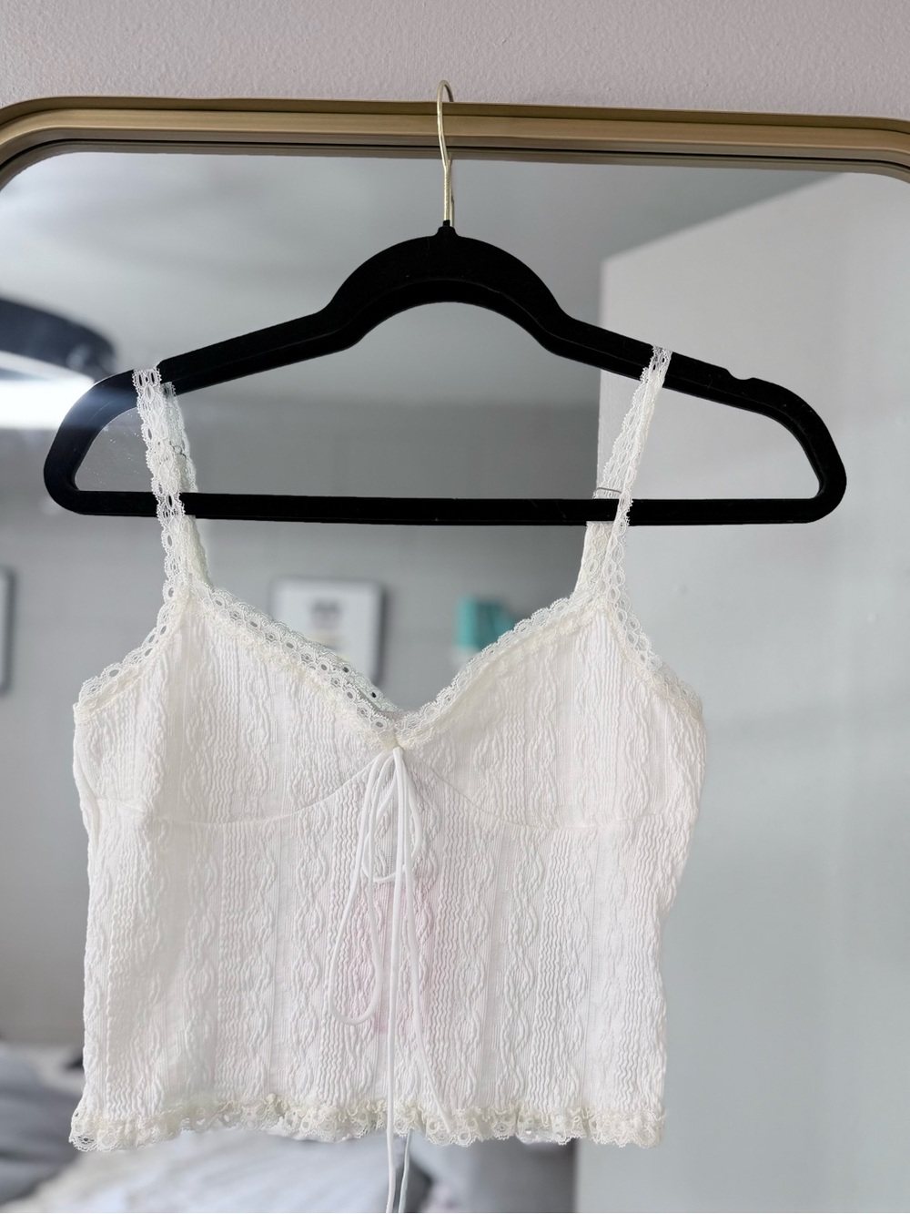 Edikted White Lace Top with Front Tie